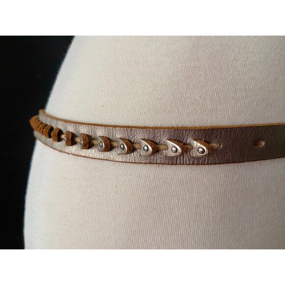 FOSSIL Metallic Studded Belt w/Laser-Cut Accent sz L - Picture 4 of 13